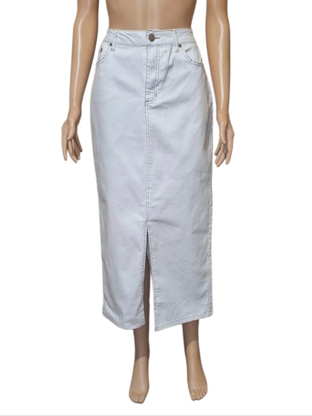 NWOT Rachel Zoe White Denim Maxi Skirt